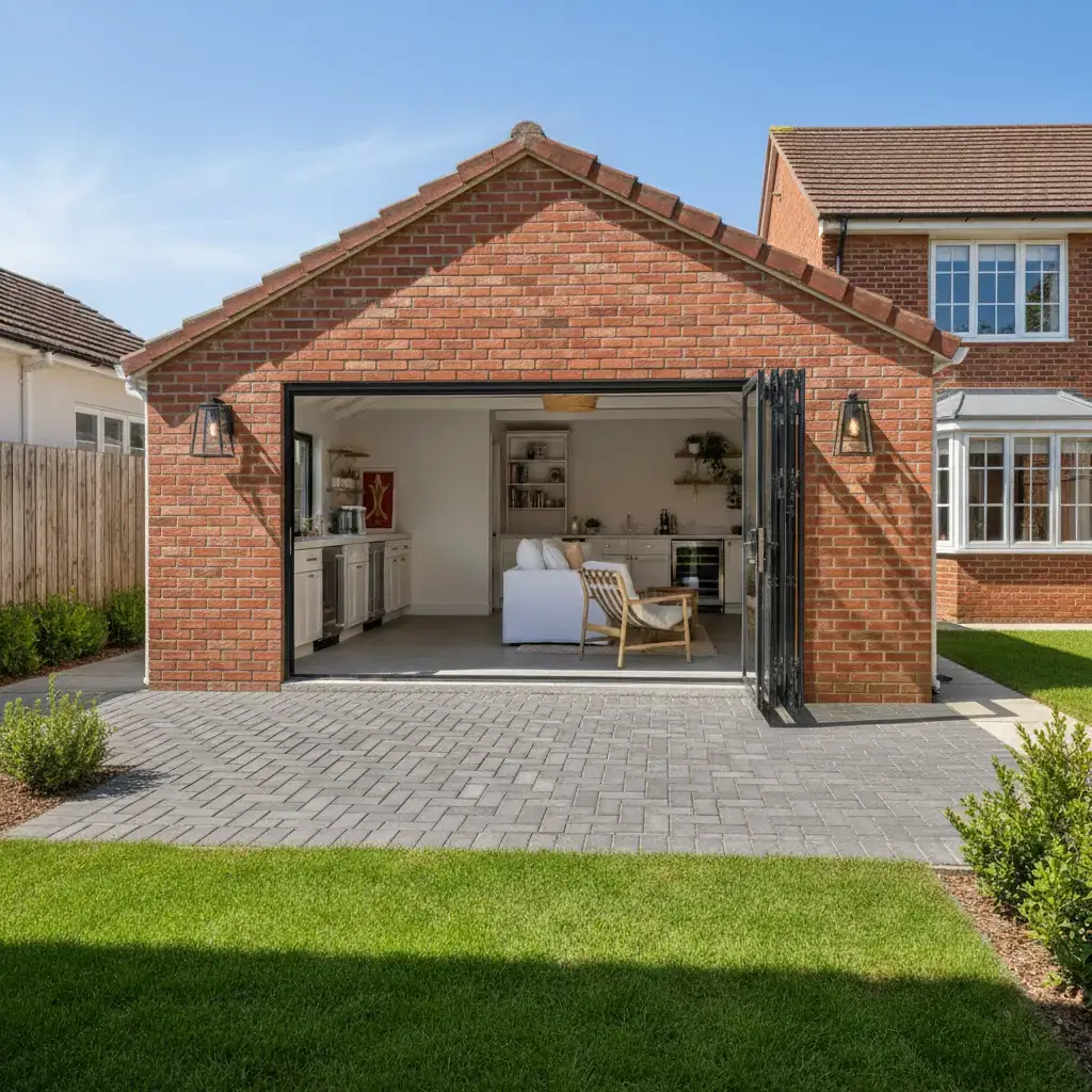 Garage conversion services London - open plan living by Fixiz